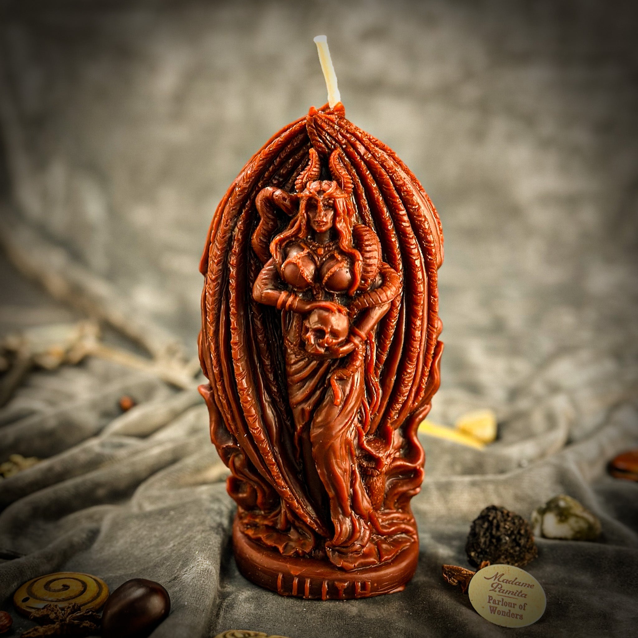 Parlour of Wonders Lilith Feminine Empowerment Candle Spell Kit featuring orange candles for independence and goddess magic.