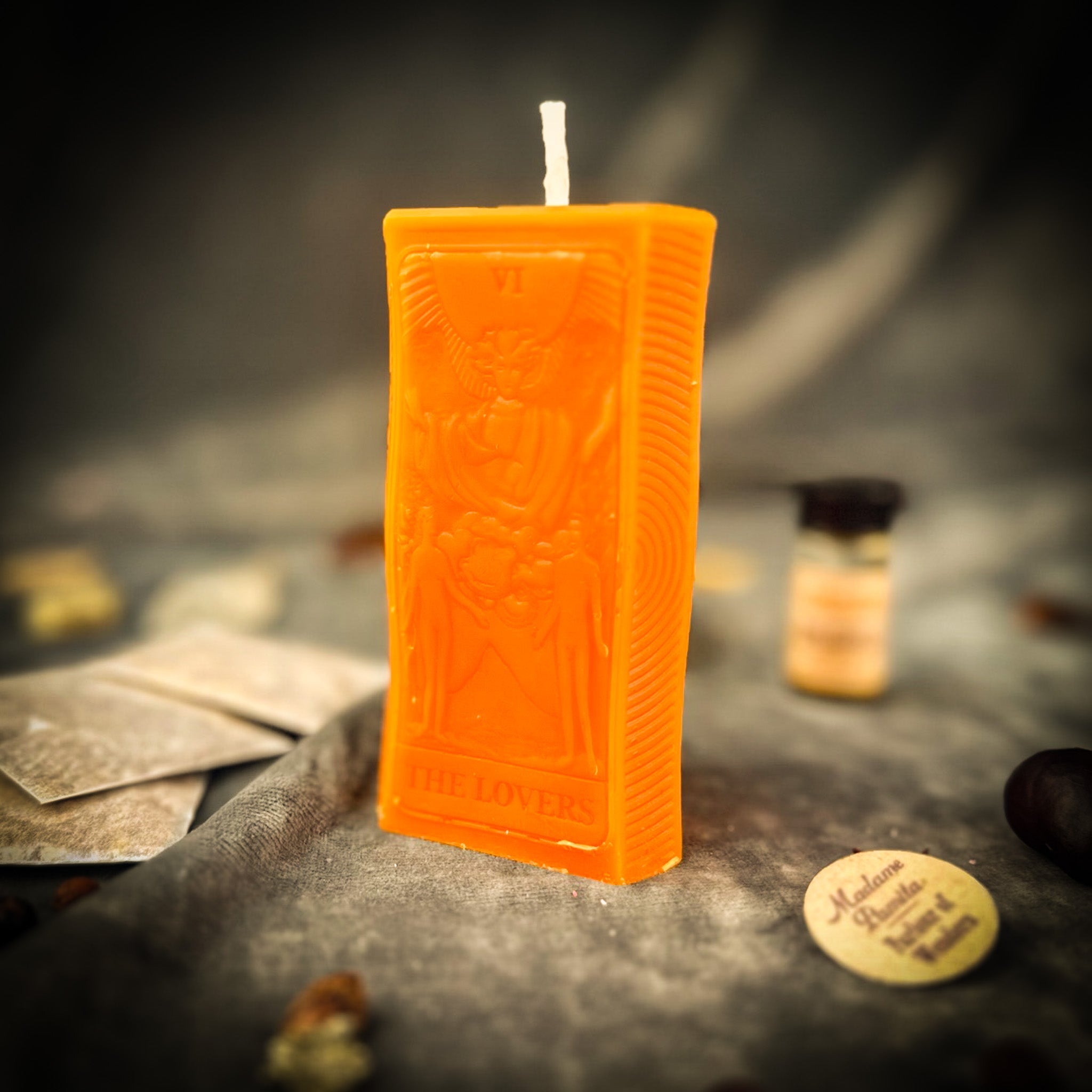 Parlour of Wonders Lovers Candle Spell Kit with orange candles for love and harmony magic, featuring ritual tools and spell components.