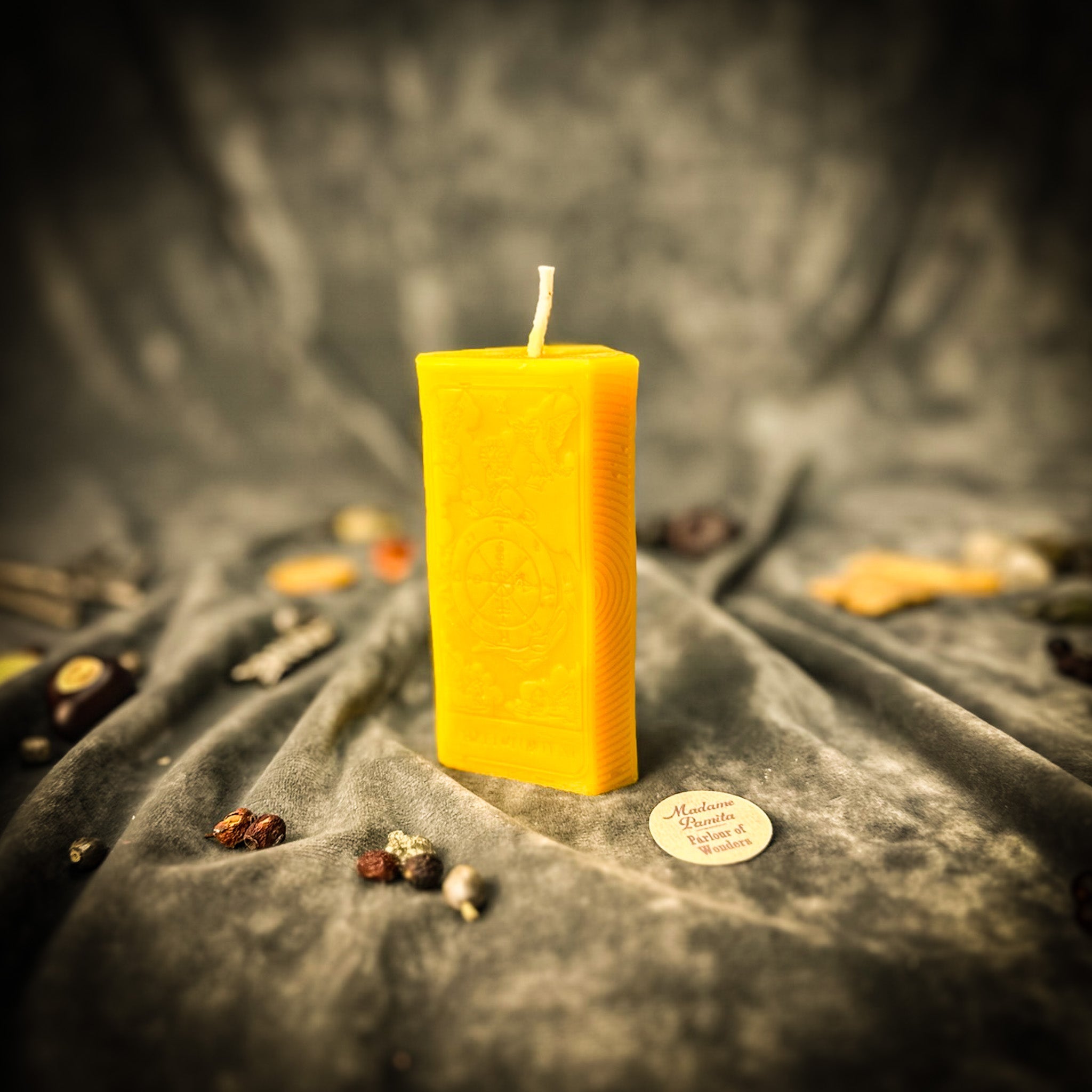 Parlour of Wonders Wheel of Fortune Candle Spell Kit with orange candles for luck, opportunity, and magic rituals.