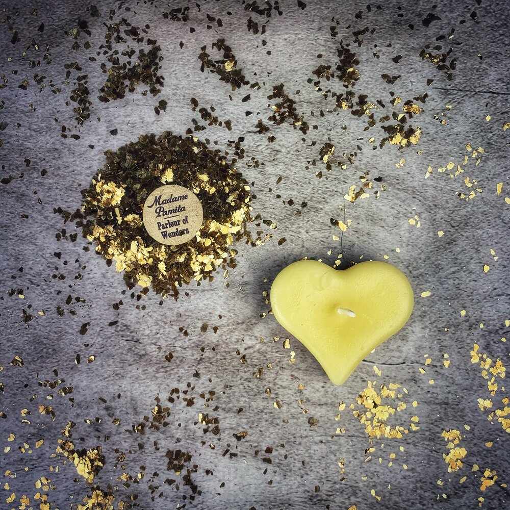 Mini Heart Candle Spell Kit by Parlour of Wonders featuring pink candles for love influence and emotional healing magic.