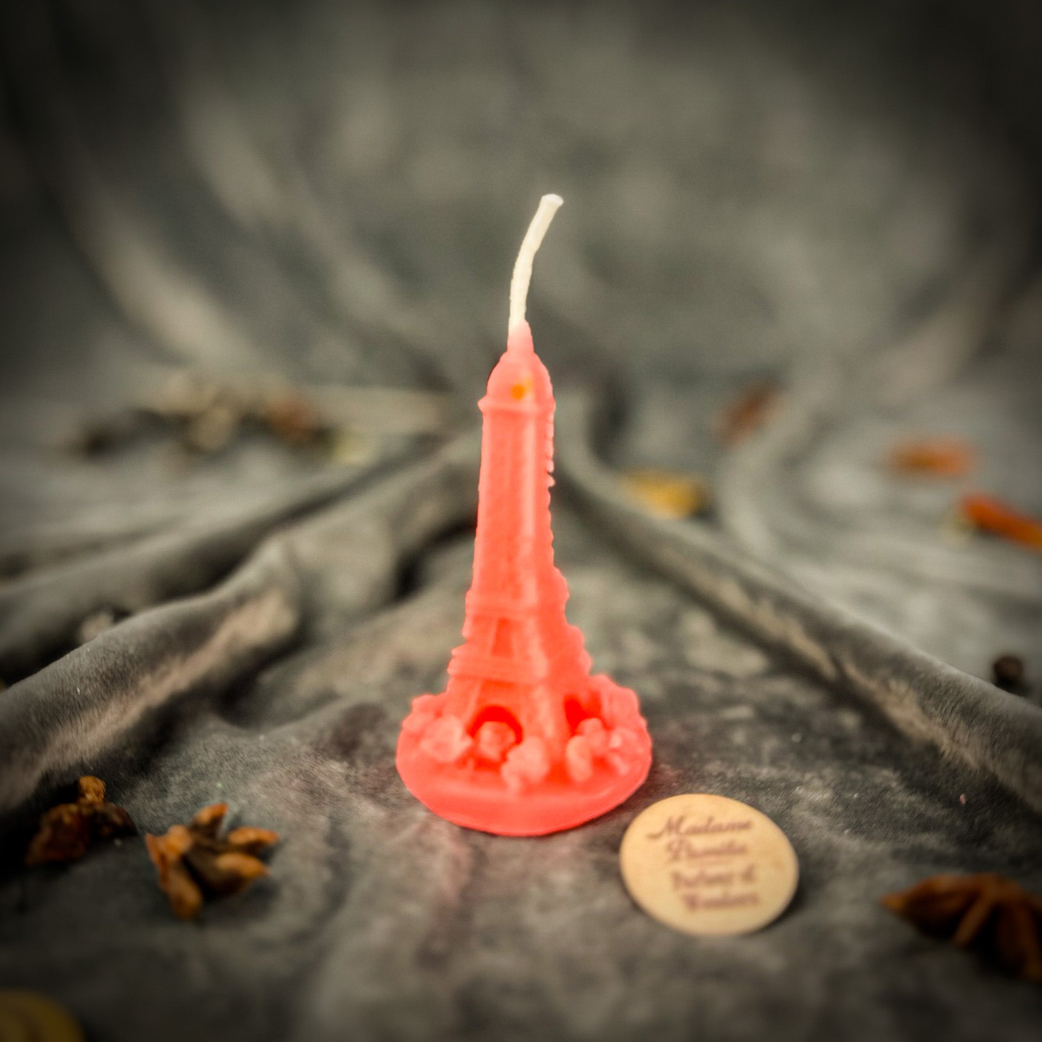 Purple Eiffel Tower Candle Spell Kit by Parlour of Wonders for adventure and wanderlust magic, featuring travel-inspired candle components.