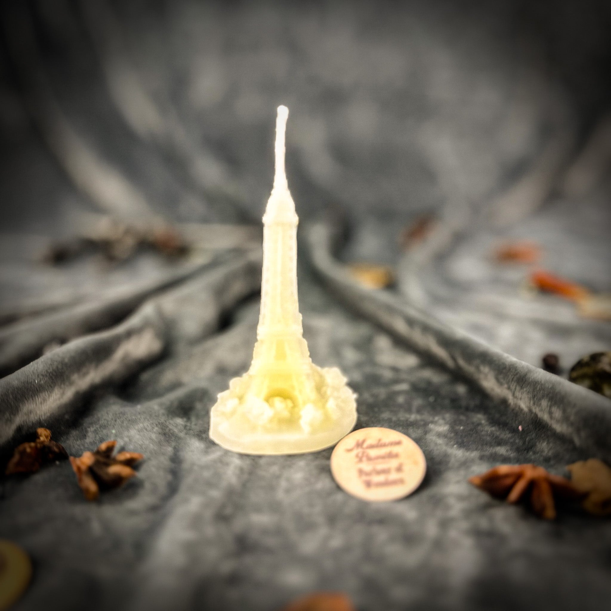 Purple Eiffel Tower Candle Spell Kit by Parlour of Wonders, featuring travel-themed candles for adventure and wanderlust magic.