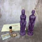 Parlour of Wonders Come to Me Candle Spell Kit with purple candles and human female figure, designed to attract love and passion.