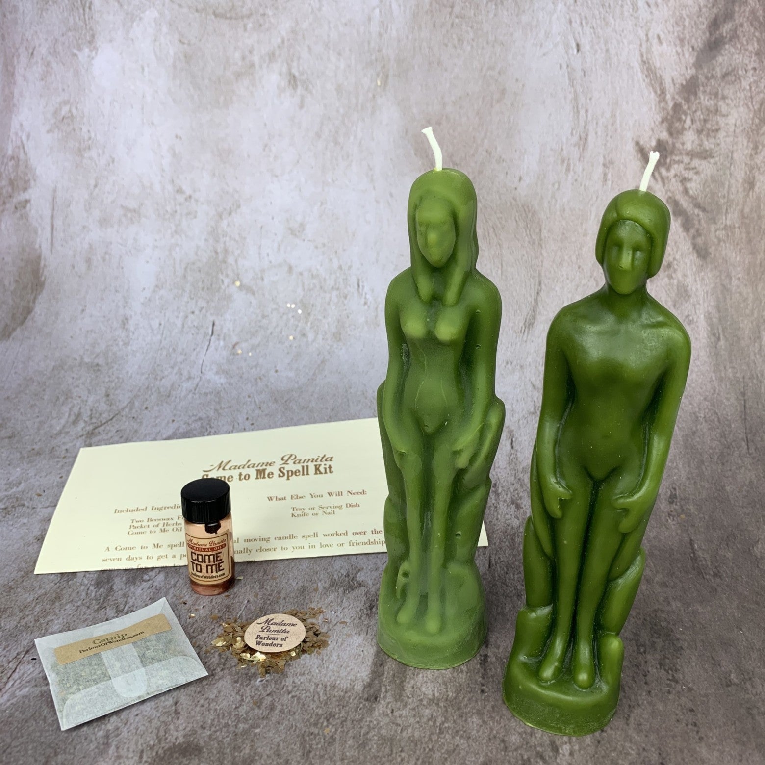 Come to Me Candle Spell Kit by Parlour of Wonders featuring a purple candle, designed to attract love and passion.