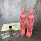 Parlour of Wonders Come to Me Candle Spell Kit with purple candles for attracting love and passion, featuring human-shaped candle imagery.