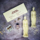 Purple Come to Me Candle Spell Kit for male/male love and passion attraction, featuring candles and spell components from Parlour of Wonders.