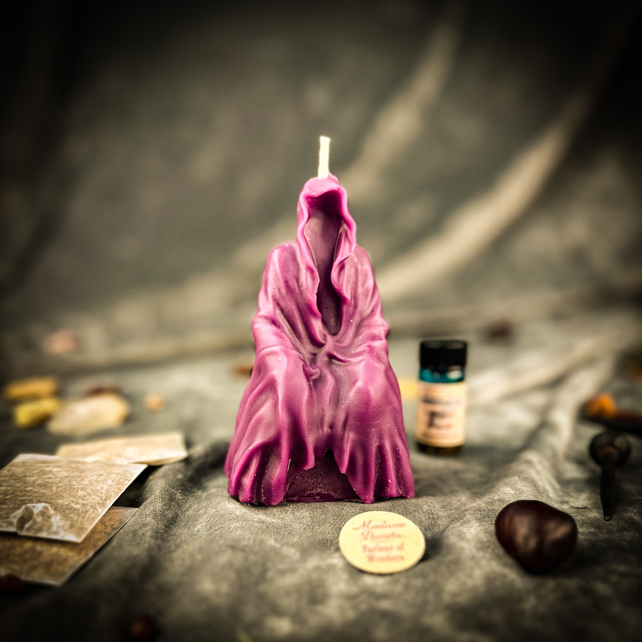 Purple Seer Spirit Candle Spell Kit by Parlour of Wonders for enhancing psychic ability and spirit realm connection.