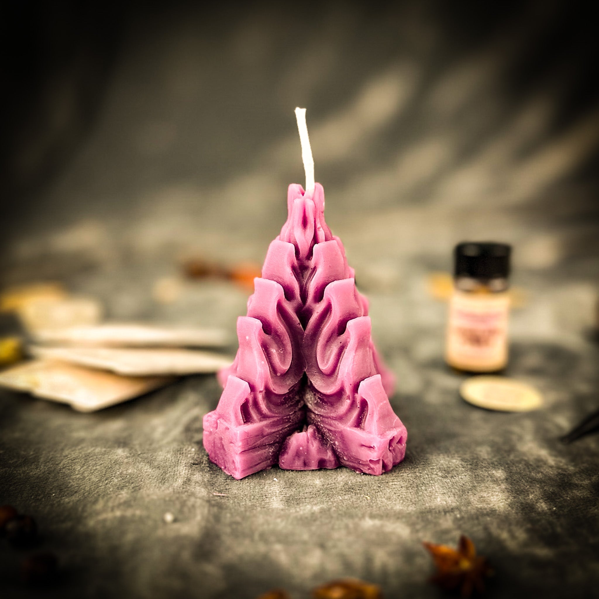 Living Fire Candle Spell Kit by Parlour of Wonders featuring purple candles for purification and transformation rituals.