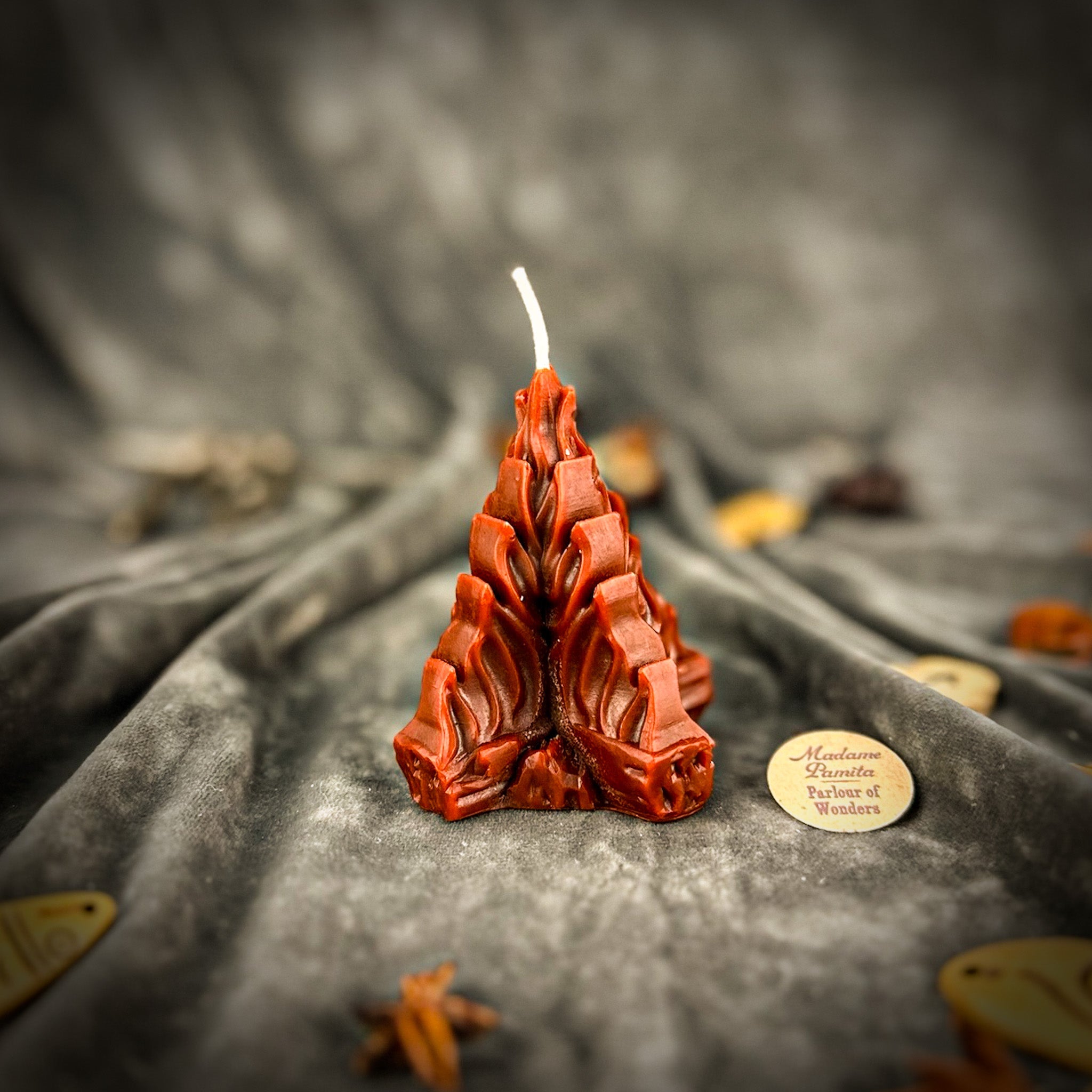Living Fire Candle Spell Kit by Parlour of Wonders with purple candles for purification and transformation rituals.