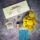 Red Passion Laughing Buddha Candle Spell Kit by Parlour of Wonders for wealth, luck, prosperity magic, and abundance.