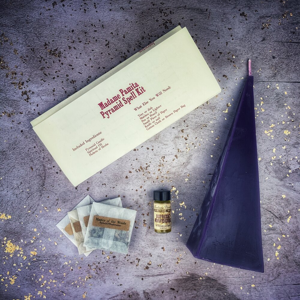 Red Pyramid of Power Candle Spell Kit by Parlour of Wonders, featuring long-lasting candles for success and stability.
