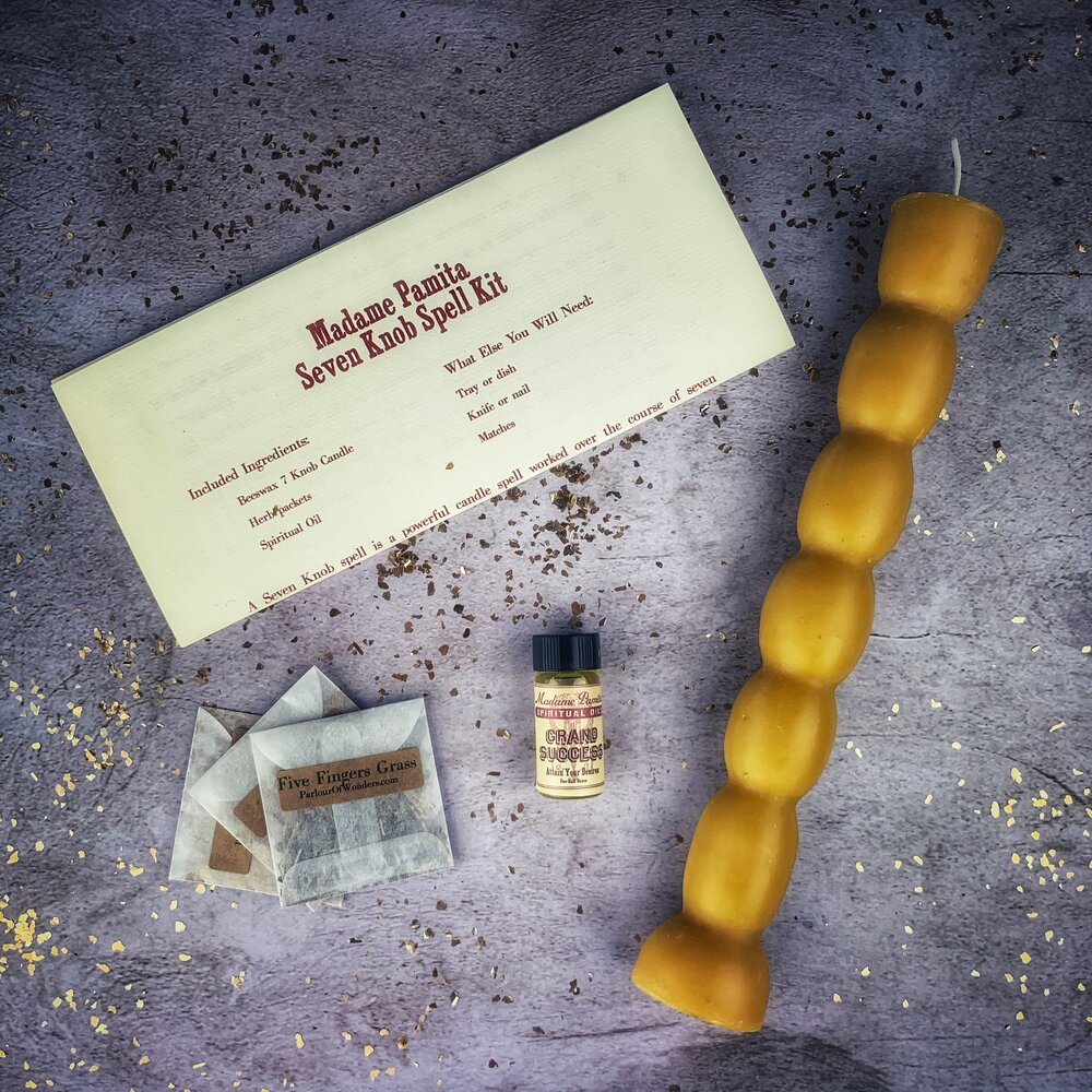 Red passion Seven Knob Candle Spell Kit by Parlour of Wonders for seven-day manifestation magic and candle spell rituals.