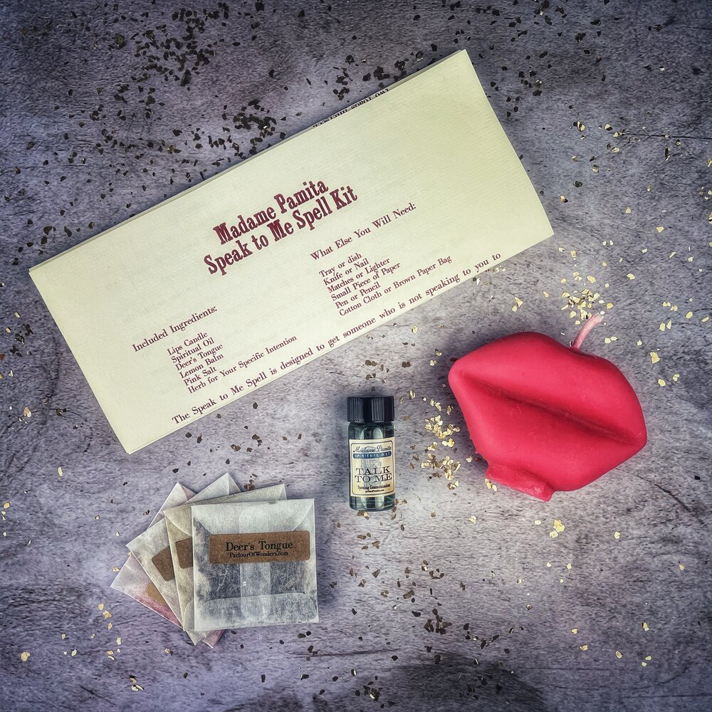 Parlour of Wonders Speak to Me Candle Spell Kit with red candles for open communication and reconciliation.