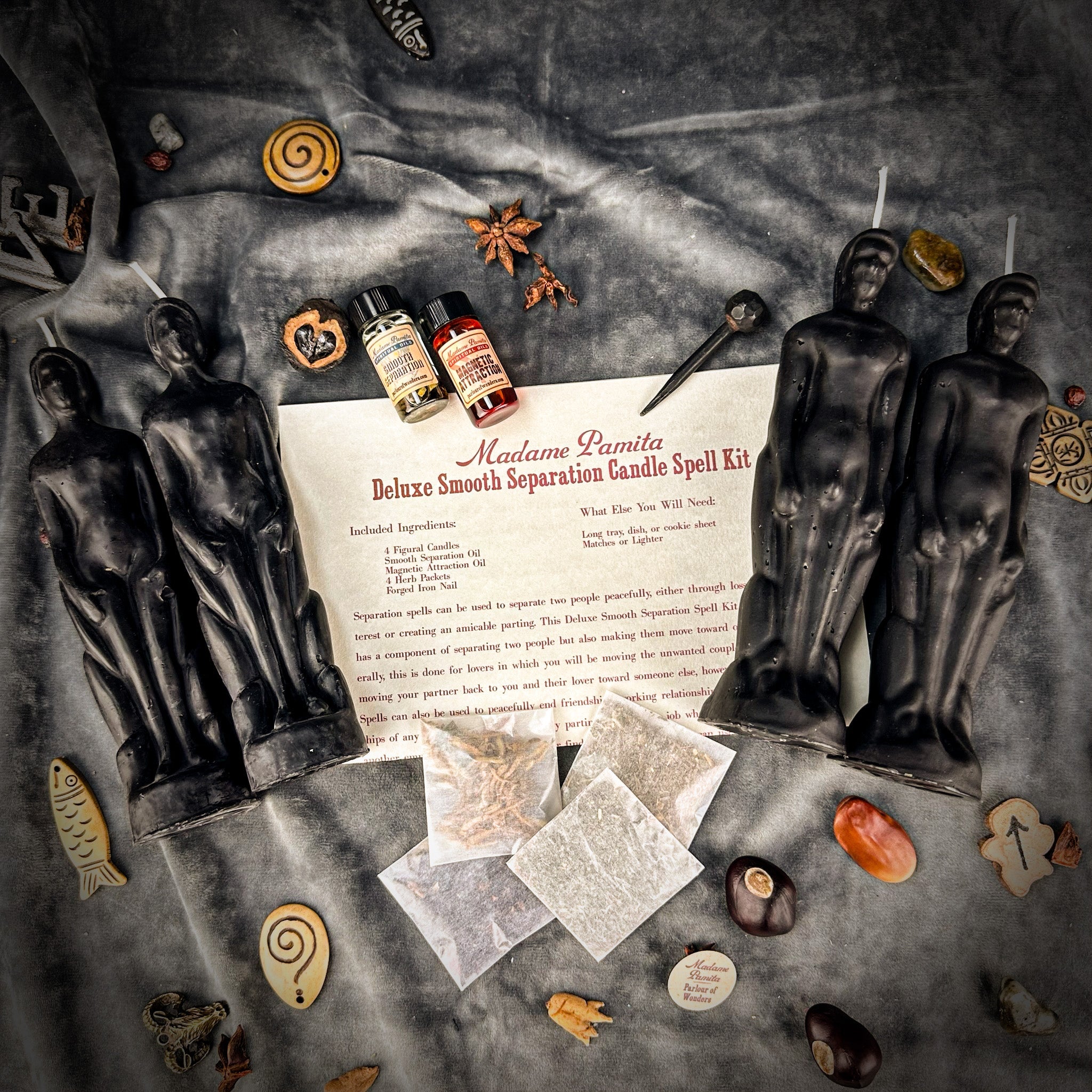 Deluxe Smooth Separation Candle Spell Kit by Parlour of Wonders featuring candles for peaceful parting and love direction.