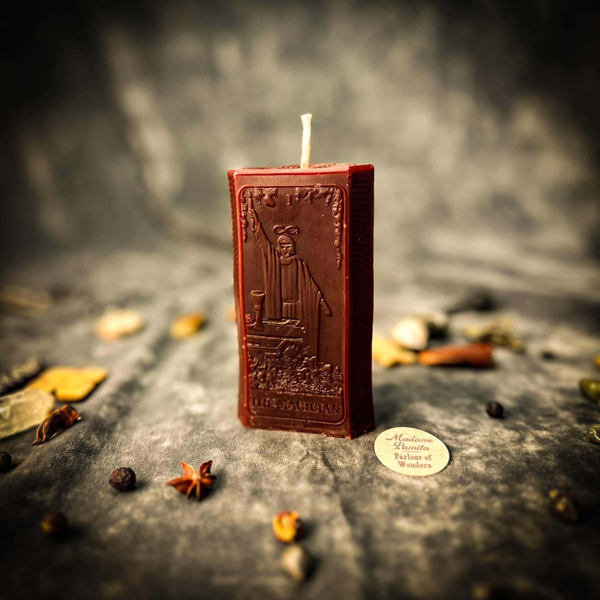 Red Candle Spell Kit from Parlour of Wonders with candles and spell components for manifestation and willpower magic.