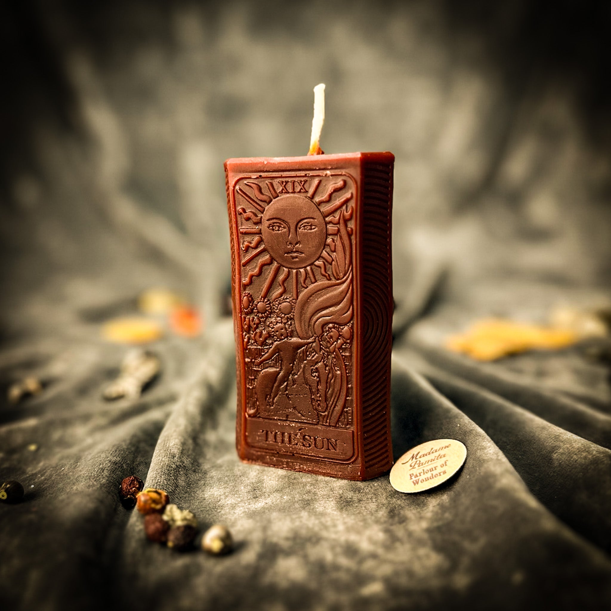 Red candle spell kit for joy and success by Parlour of Wonders, featuring candles and magic tools for spiritual rituals.