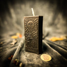 Red candle spell kit from Parlour of Wonders with joy and success magic symbols, part of The Sun Candle Spell Kit for positive energy.