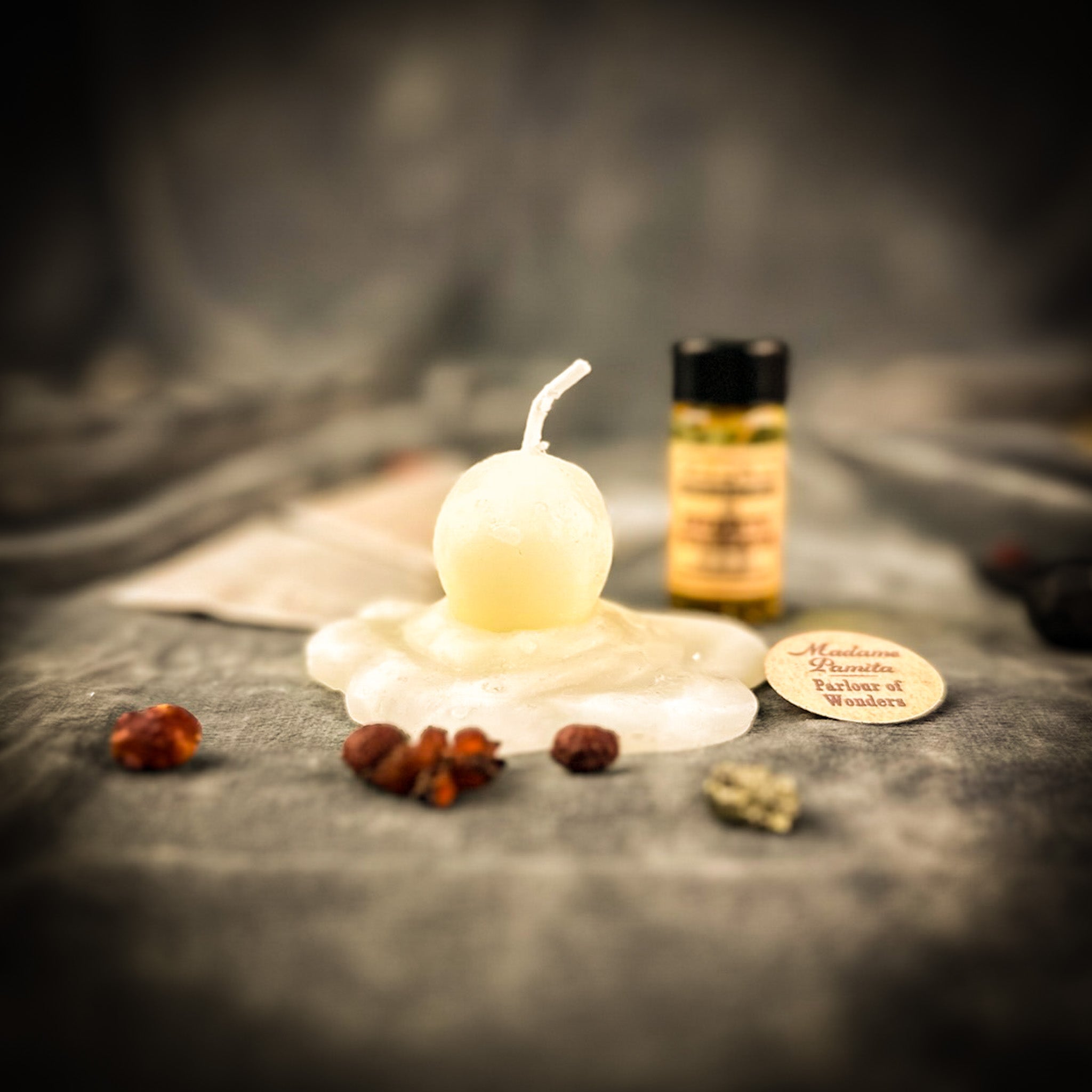Parlour of Wonders Melting Snowman Cleansing Candle Spell Kit with white candle for release and transformation magic.