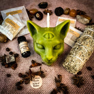Parlour of Wonders Psychic Eye Candle Spell Kit with yellow candles for intuition and psychic abilities, displayed with spell ingredients.
