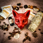 Parlour of Wonders Psychic Eye Candle Spell Kit with yellow candle for enhancing intuition and psychic abilities, displayed on a wooden surface.
