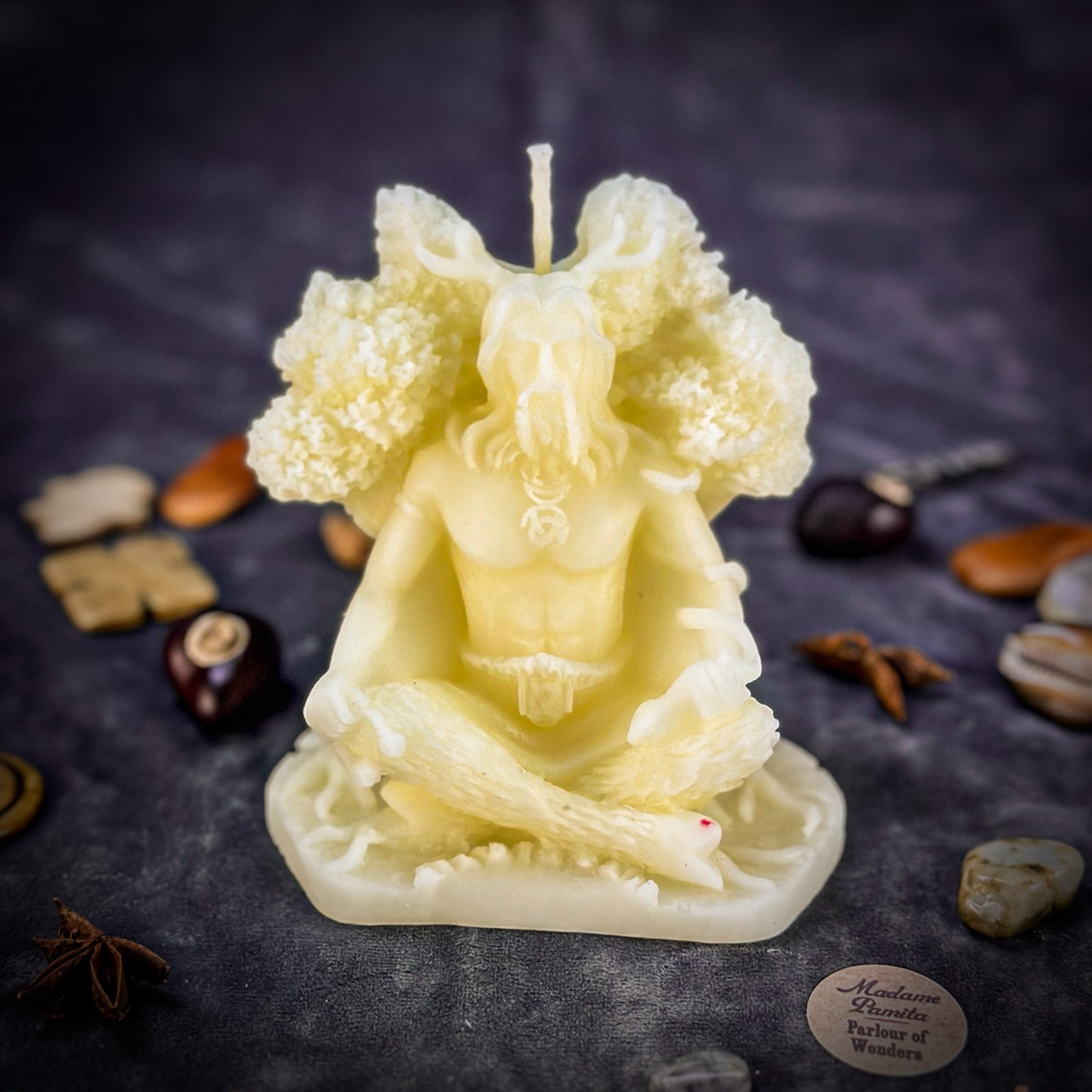 Horned God Candle Spell Kit by Parlour of Wonders with yellow candle for Cernunnos nature magic and fertility rituals.