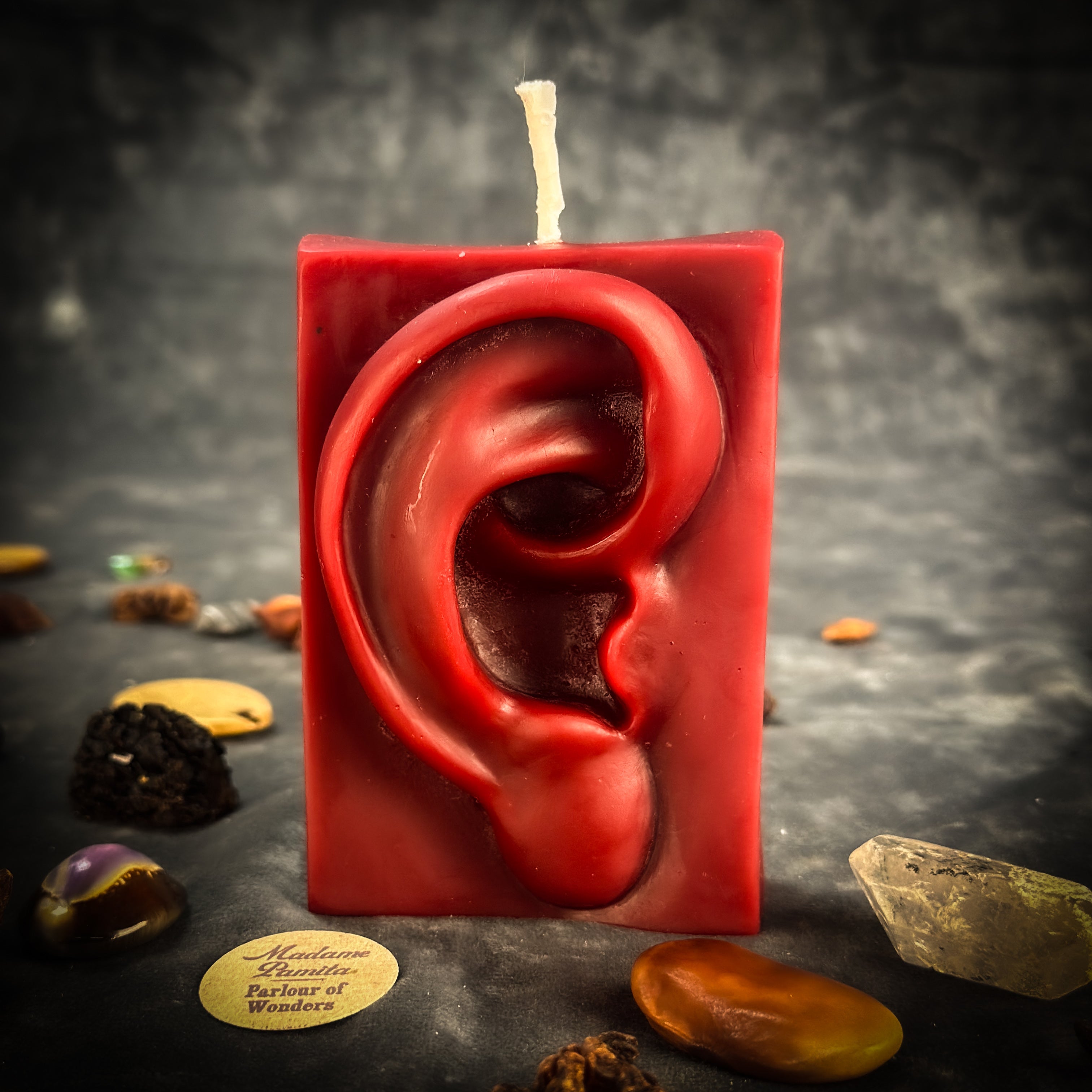 Ex Voto Ear Candle Spell Kit by Parlour of Wonders, yellow candle set for listening and clairaudience magic.