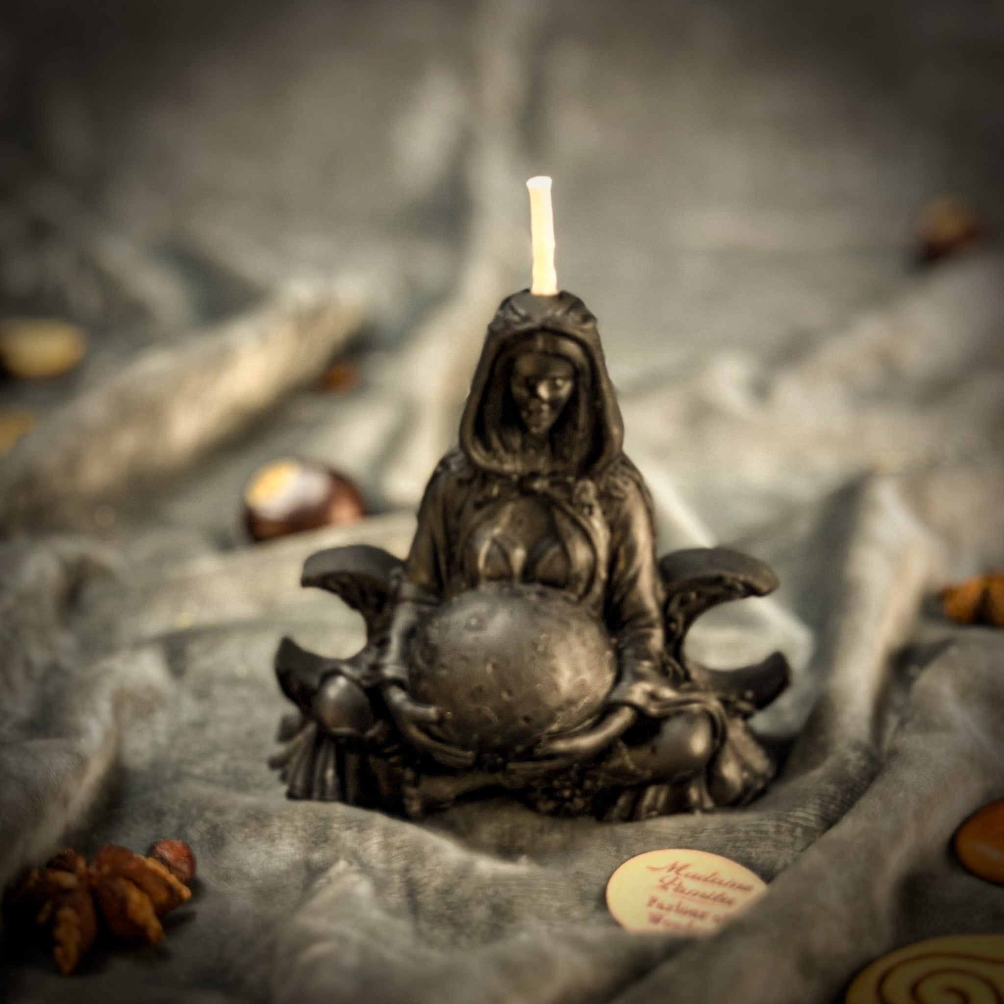 Yellow Moon Goddess Candle Spell Kit for lunar magic and divine feminine energy, featuring a candle and spiritual tools.