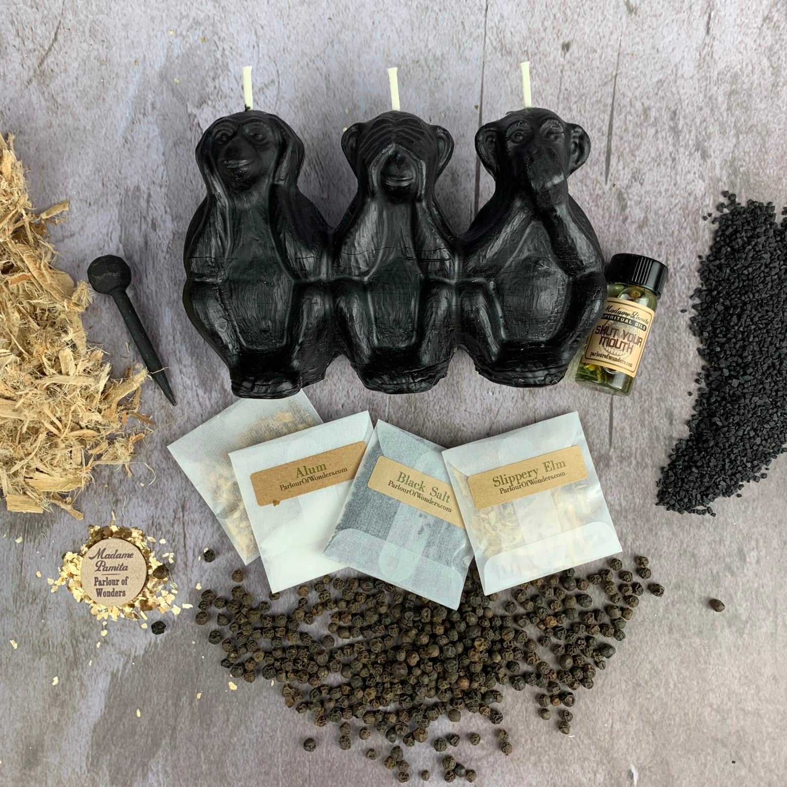 Yellow Candle Spell Kit by Parlour of Wonders for stopping gossip, silencing negativity, and protecting reputation.