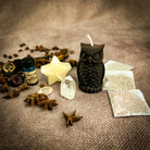 Wise Owl Wishing Star Candle Spell Kit by Parlour of Wonders featuring a yellow candle and star for wisdom and success spells