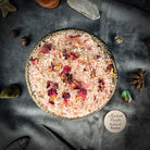 Small jar of Parlour of Wonders Come to Me Bath Crystals with clear crystals and a natural, calming presentation.