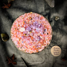 Small jar of Parlour of Wonders New Romance Bath Crystals with pink and white crystals for a relaxing bath experience