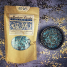Parlour of Wonders Talk to Me Bath Crystals in a glass jar, featuring shimmering crystals for relaxing bath experience