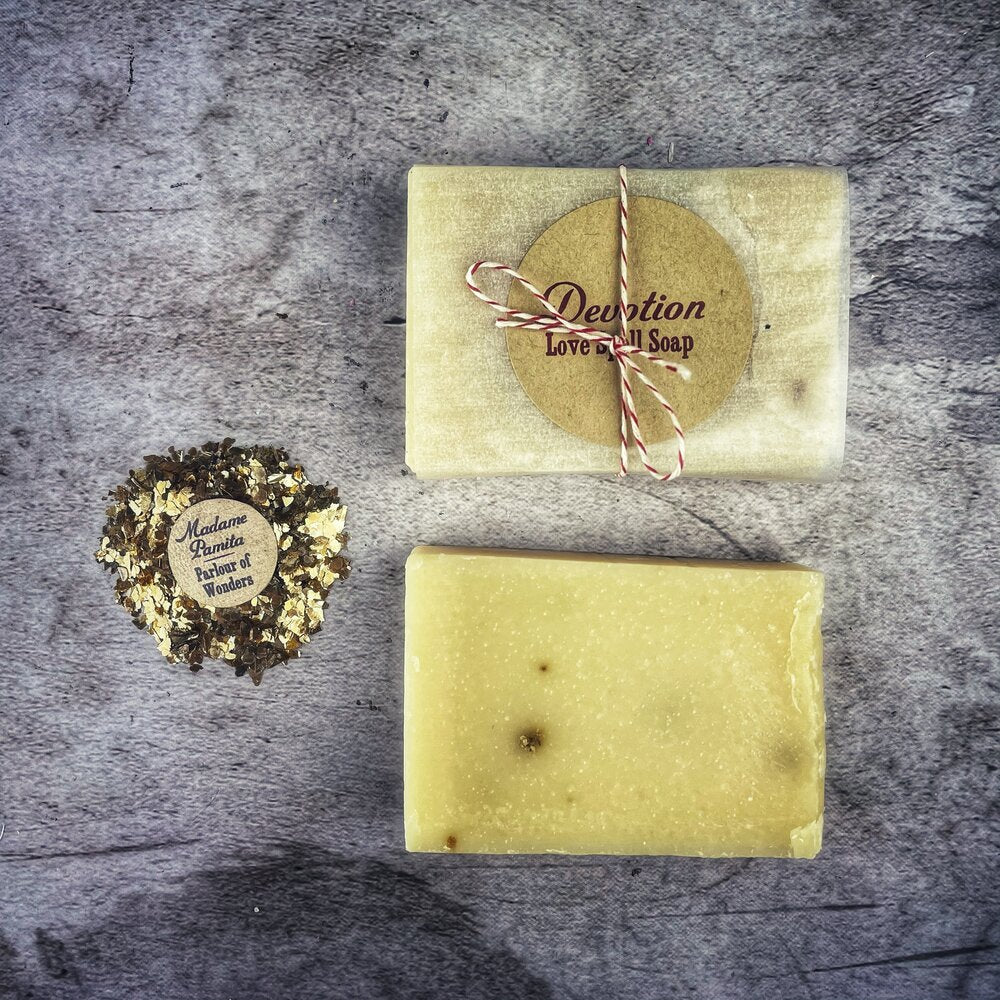 Parlour of Wonders Devotion Love Spell Soap with intricate packaging and a romantic, enchanting design.