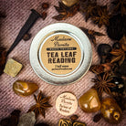 Deluxe Tea Leaf Reading Kit by Parlour of Wonders featuring tea leaves, reading tools, and instruction materials for tea divination.