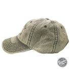 Vintage olive cap from The Graphic Tee featuring a classic design and adjustable strap, styled as a casual accessory.