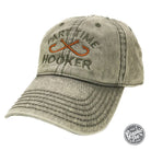 Vintage olive cap from The Graphic Tee with "Part Time Hooker" print, casual style, soft fabric, and adjustable strap.
