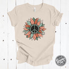 Peace Sunflower Short Sleeve Tee by The Graphic Tee, featuring a floral sunflower graphic on a casual short sleeve t-shirt.