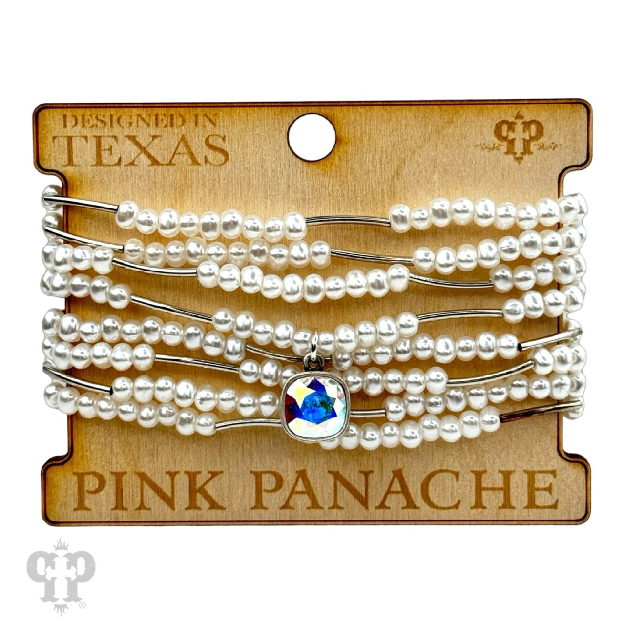 Pink Panache Brands crystal and tube bead bracelet set featuring black Austrian crystals and elegant design.
