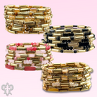 Matte gold and mixed bead bracelet from Pink Panache Brands featuring black matte beads and stylish gold accents.