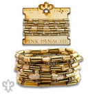 Matte gold and mixed bead bracelet by Pink Panache Brands featuring black accents and various textured beads.