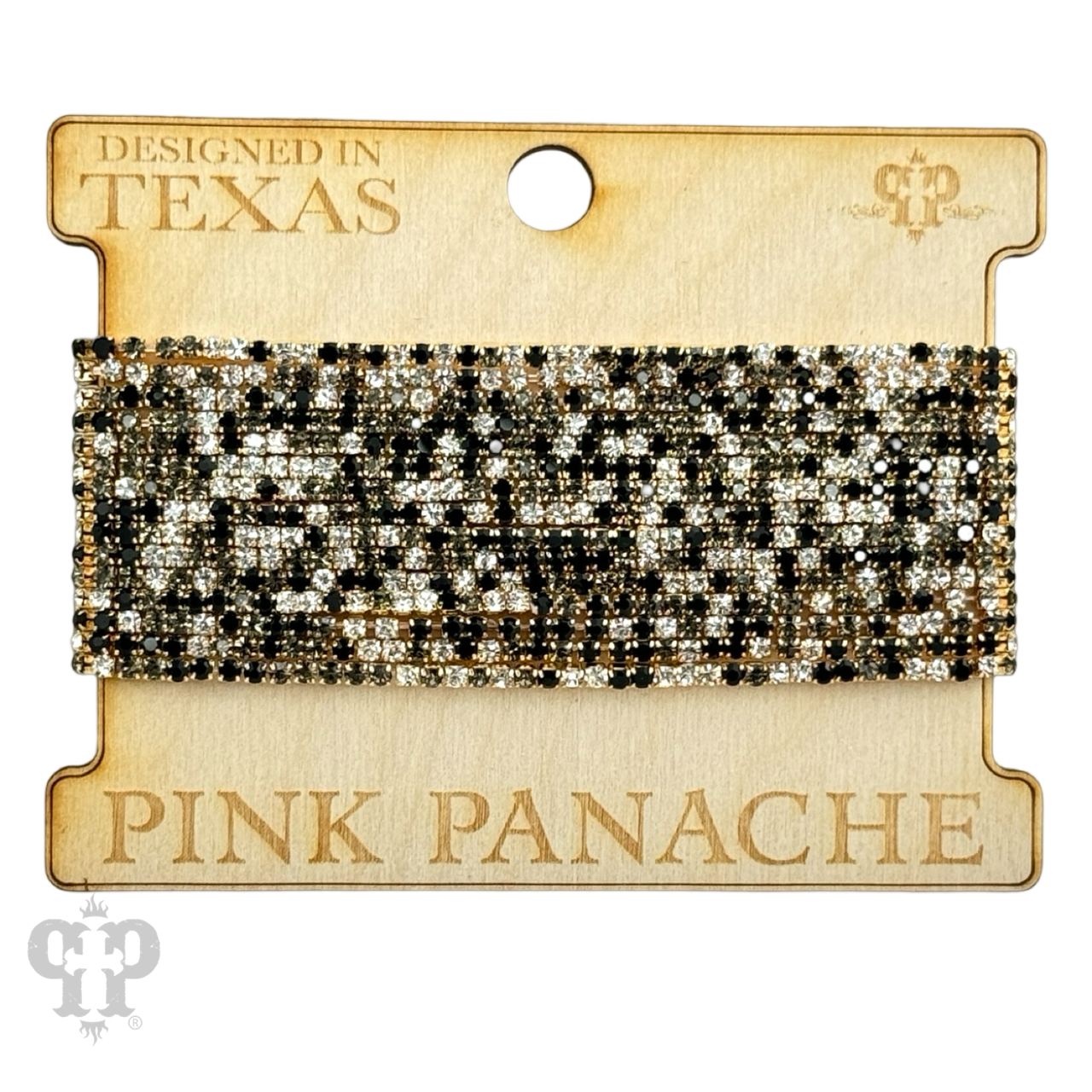 Pink Panache Brands rhinestone bracelet set with multiple black strands, sparkling and layered for a stylish accessory look.