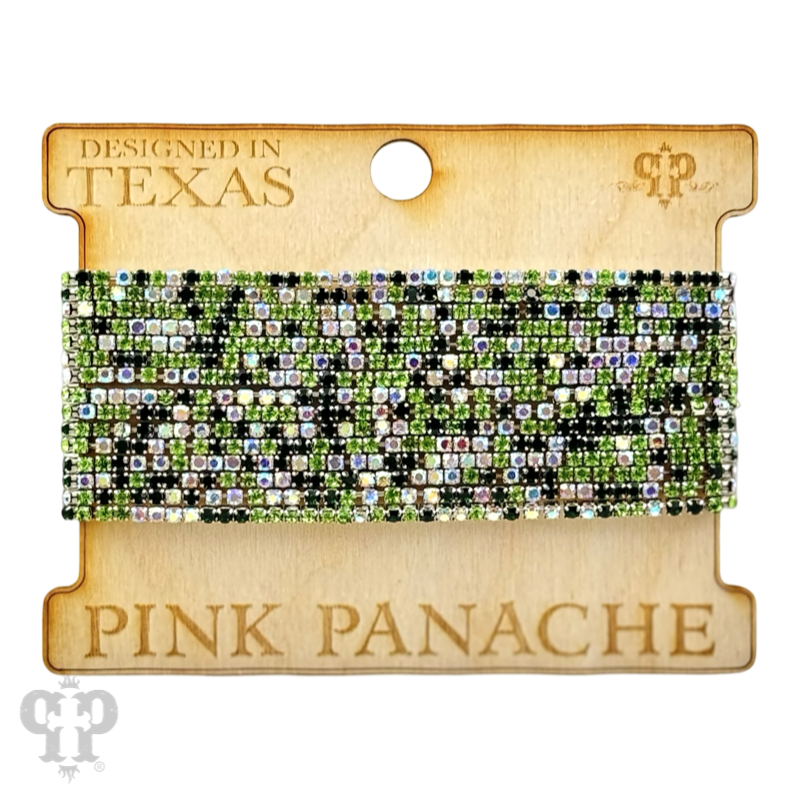 Pink Panache Brands rhinestone bracelet set with multiple strands featuring black rhinestones and silver-tone accents.