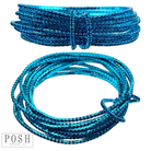 Set of pink and blue rhinestone stretch bracelets by Pink Panache Brands featuring tiny sparkling stones and elastic fit.