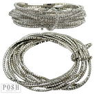 Set of pink and blue rhinestone stretch bracelets by Pink Panache Brands, featuring tiny sparkling rhinestones and elastic fit.