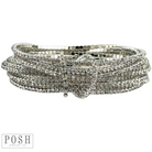 Set of pink Panache Brands tiny rhinestone stretch bracelets featuring delicate blue accents and sparkling embellishments.