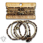 Set of bronze mixed bead bracelets by Pink Panache Brands, featuring various textured bronze beads in a stylish accessory set.