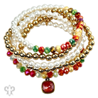 Five-strand crystal and pearl bead bracelet set by Pink Panache Brands featuring Austrian crystals and brown beads.