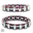 Pink Panache Brands bracelet with fuchsia rhinestones and burnished beads, stylish and vibrant jewelry accessory.