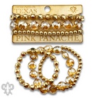 Gold and champagne bead bracelet from Pink Panache Brands featuring alternating round beads and a delicate clasp.