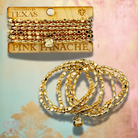 Gold bicone and square bead stacked bracelet by Pink Panache Brands, featuring layered gold-tone beads and stylish design.